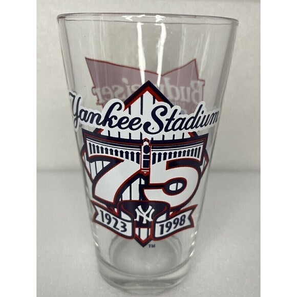 New York Yankees Stadium 75th Anniversary Budweiser Vintage Beer Glass 1923-1998 - Picture 7 of 7